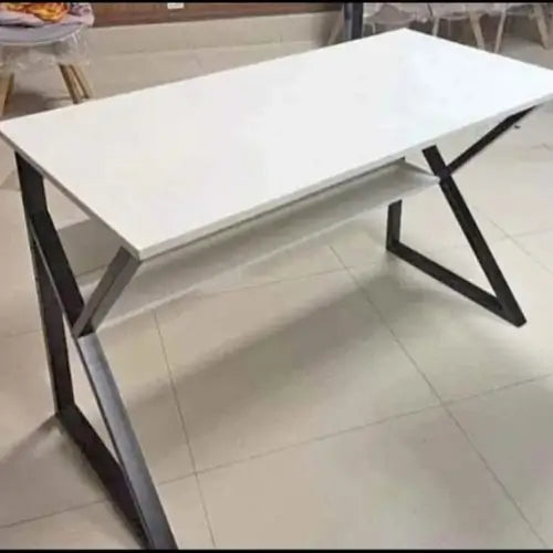 Rectangular Marble Dining Table with Modern X-Frame Base
